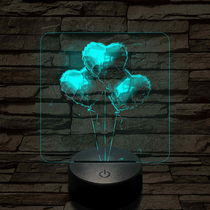 Szívlufik 7 színű 3D led lámpa