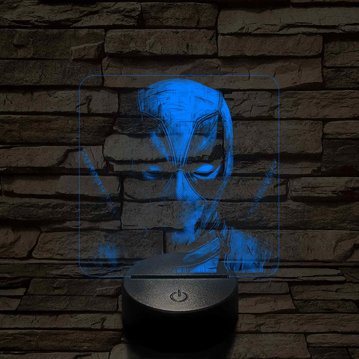 Deadpool 7 színű valósághű 3D led lámpa
