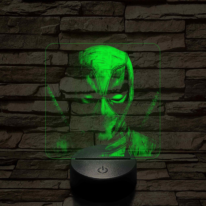 Deadpool 7 színű valósághű 3D led lámpa