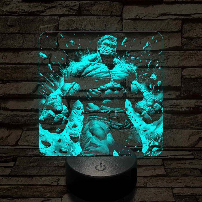 Hulk "boldog" 7 színű valósághű 3D led lámpa