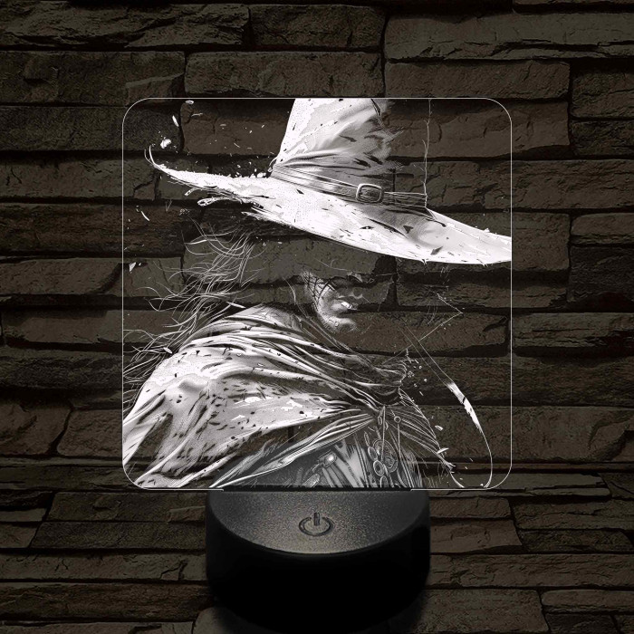 Kalapos férfi 7 színű valósághű 3D led lámpa