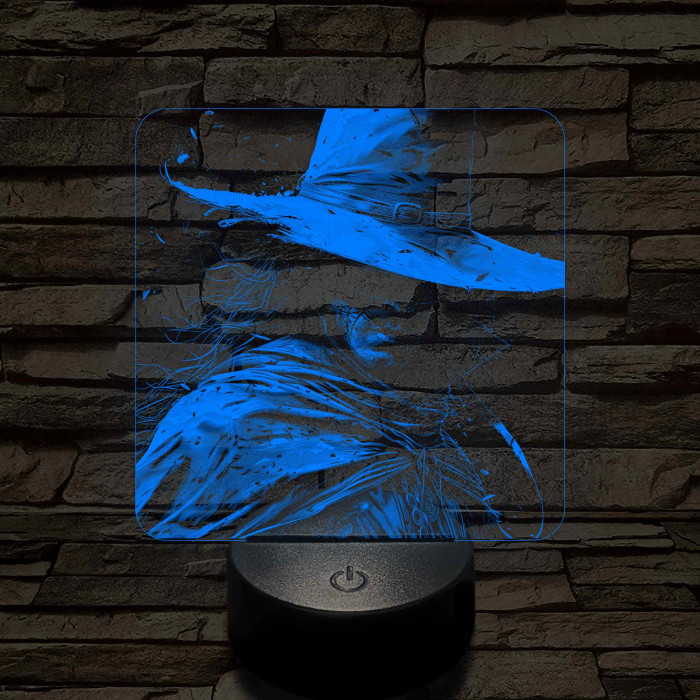 Kalapos férfi 7 színű valósághű 3D led lámpa