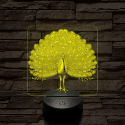 Gyönyörű páva madár 7 színű valósághű 3D led lámpa