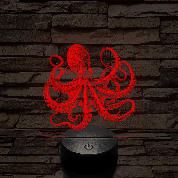 Mélytengeri polip 7 színű valósághű 3D led lámpa