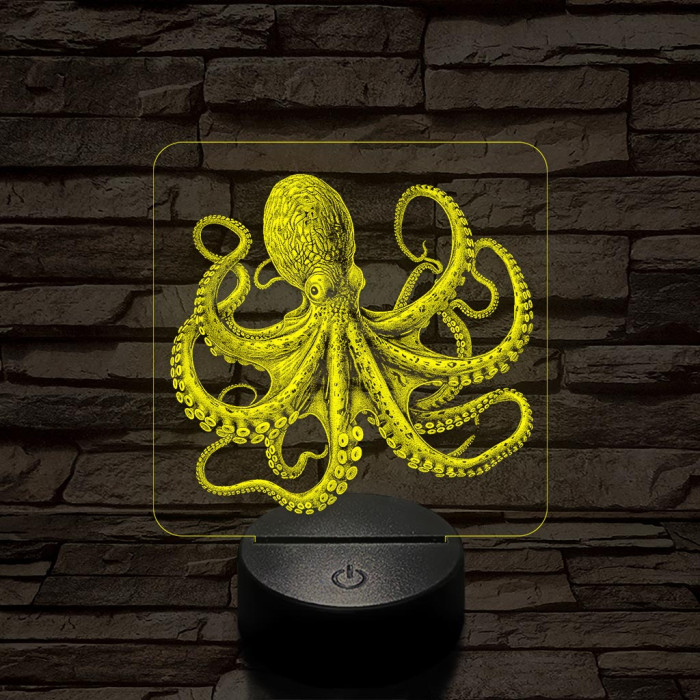 Mélytengeri polip 7 színű valósághű 3D led lámpa
