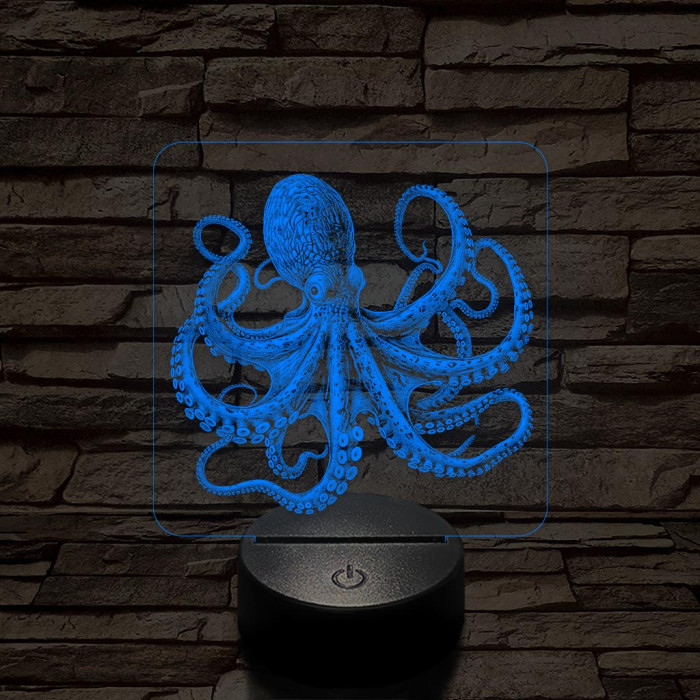 Mélytengeri polip 7 színű valósághű 3D led lámpa