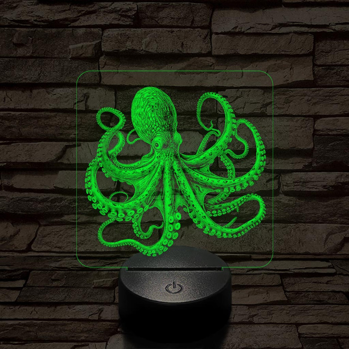 Mélytengeri polip 7 színű valósághű 3D led lámpa