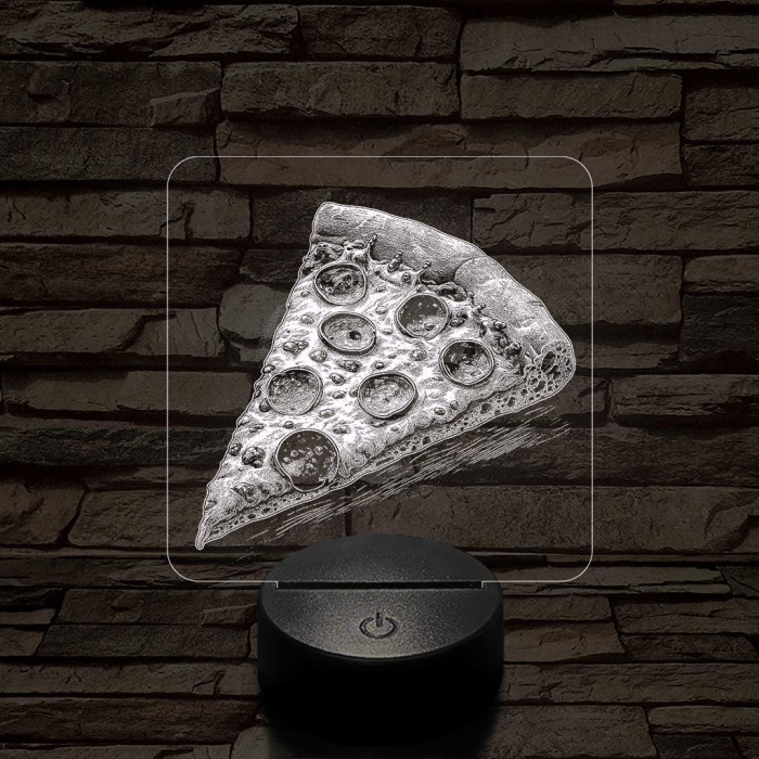 Street food pizza szelet 7 színű, valósághűen gravírozott 3D led lámpa