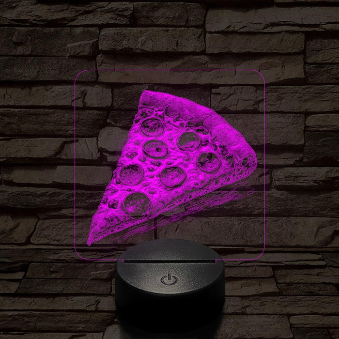 Street food pizza szelet 7 színű, valósághűen gravírozott 3D led lámpa