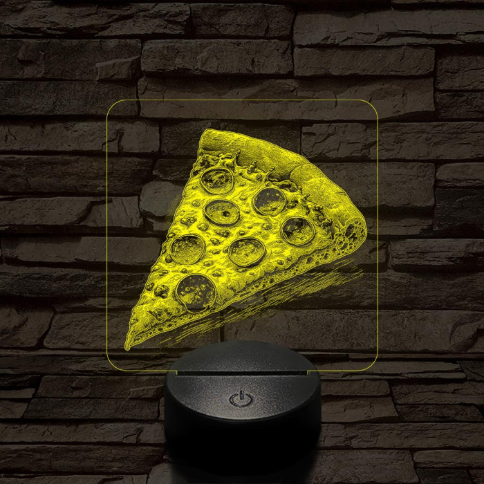 Street food pizza szelet 7 színű, valósághűen gravírozott 3D led lámpa