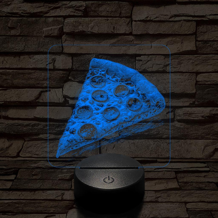 Street food pizza szelet 7 színű, valósághűen gravírozott 3D led lámpa