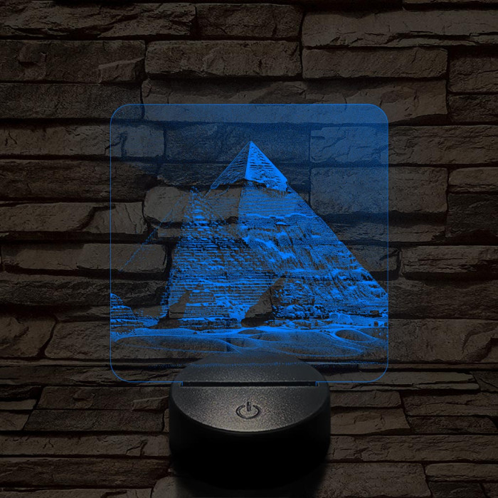 Gízai piramisok 7 színű, valósághűen gravírozott 3D led lámpa