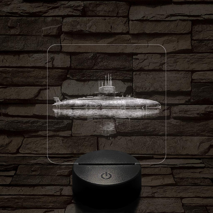 Örködő tengeralatjáró 7 színű valósághű 3D led lámpa