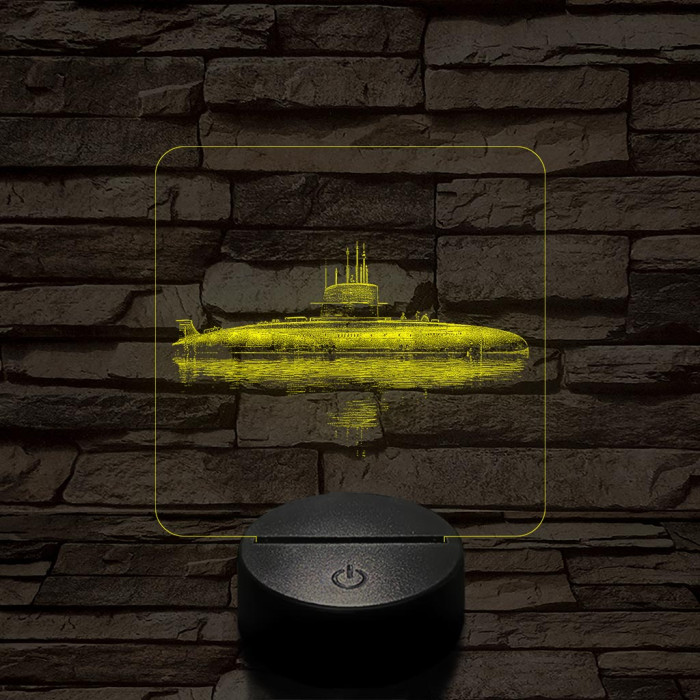 Örködő tengeralatjáró 7 színű valósághű 3D led lámpa