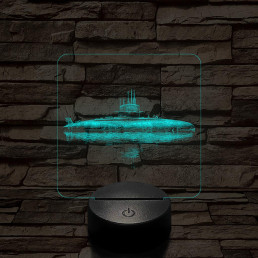 Örködő tengeralatjáró 7 színű valósághű 3D led lámpa