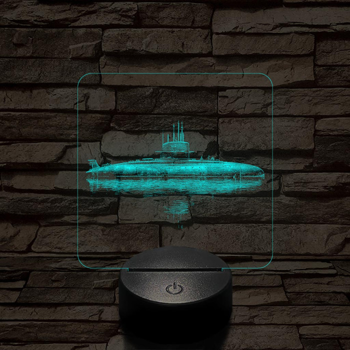 Örködő tengeralatjáró 7 színű valósághű 3D led lámpa