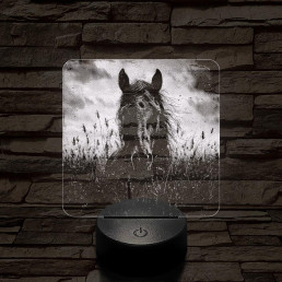 Ló magas fűben 7 színű valósághű 3D led lámpa