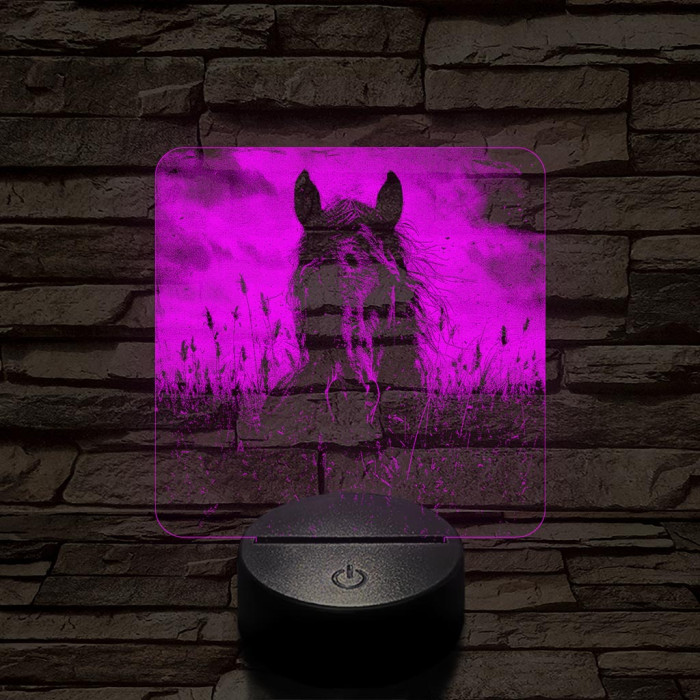 Ló magas fűben 7 színű valósághű 3D led lámpa