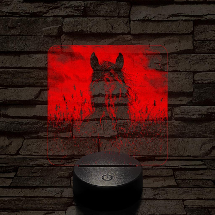Ló magas fűben 7 színű valósághű 3D led lámpa