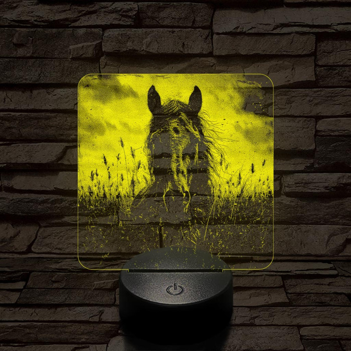 Ló magas fűben 7 színű valósághű 3D led lámpa