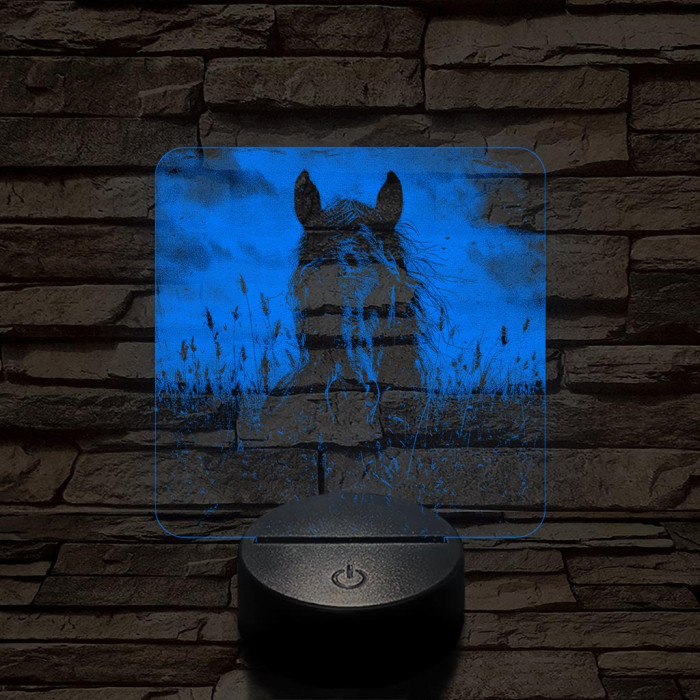 Ló magas fűben 7 színű valósághű 3D led lámpa