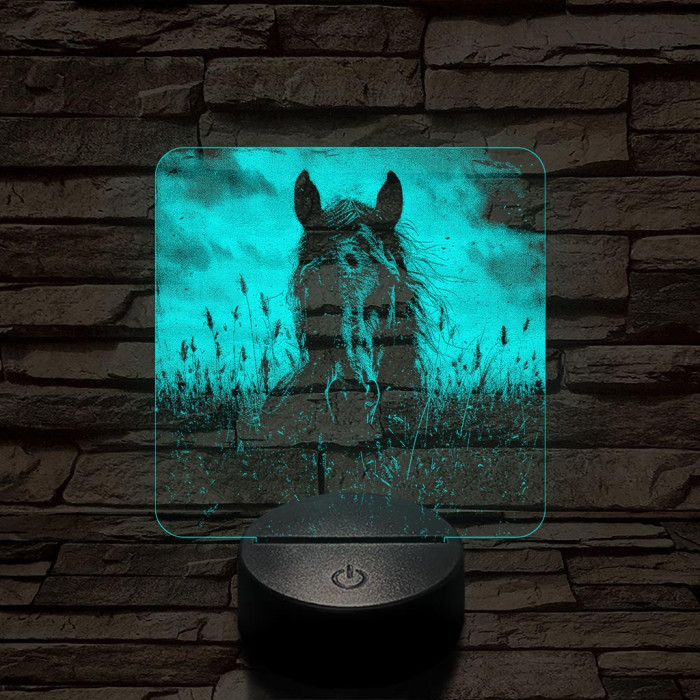 Ló magas fűben 7 színű valósághű 3D led lámpa