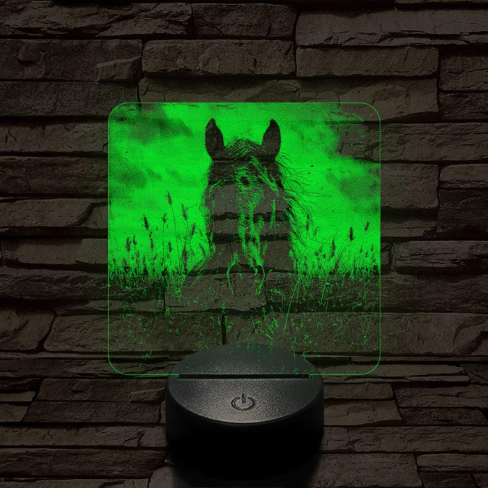 Ló magas fűben 7 színű valósághű 3D led lámpa