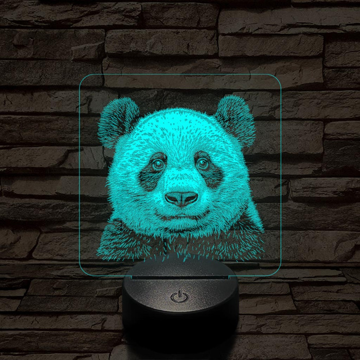 Panda mosoly 7 színű valósághű 3D led lámpa