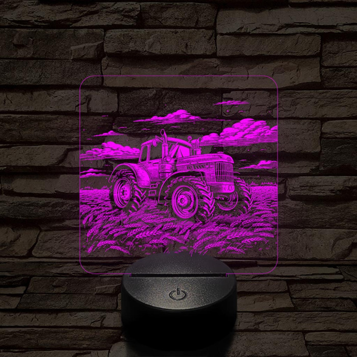 Traktor a búzamezőn 7 színű valósághű 3D led lámpa