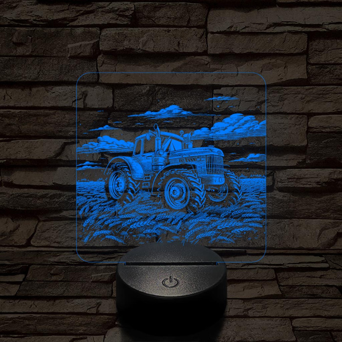 Traktor a búzamezőn 7 színű valósághű 3D led lámpa