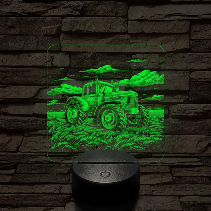 Traktor a búzamezőn 7 színű valósághű 3D led lámpa