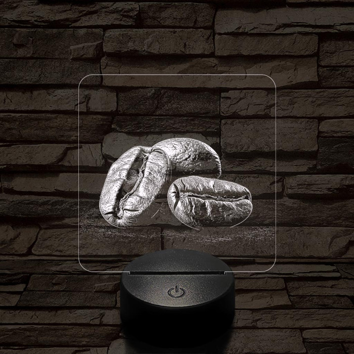 Friss kávészemek 7 színű valósághű 3D led lámpa