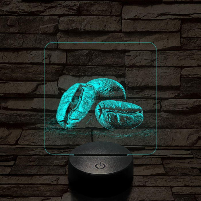 Friss kávészemek 7 színű valósághű 3D led lámpa
