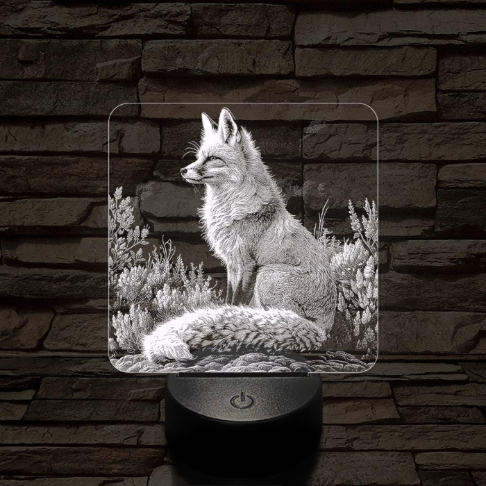 Gyönyörű róka 7 színű valósághű 3D led lámpa