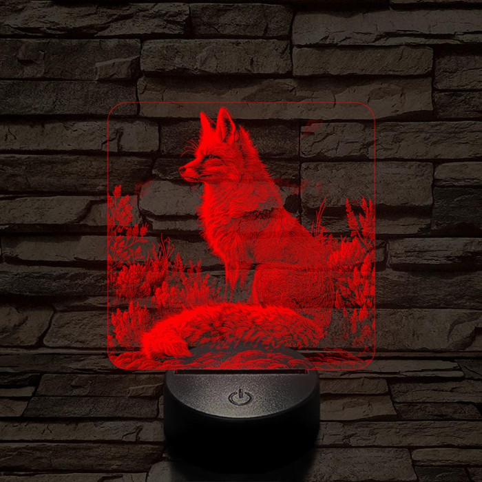 Gyönyörű róka 7 színű valósághű 3D led lámpa
