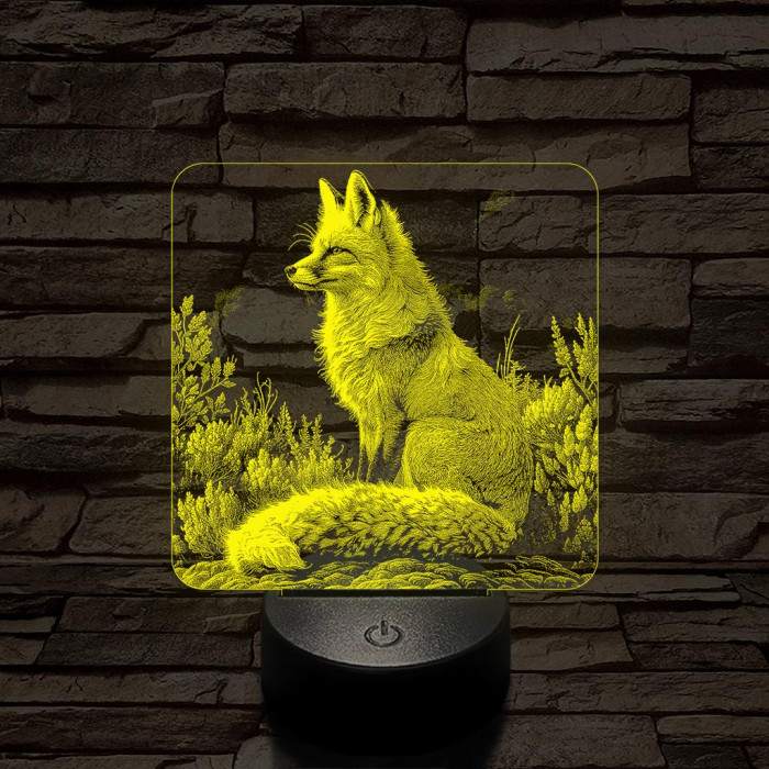 Gyönyörű róka 7 színű valósághű 3D led lámpa