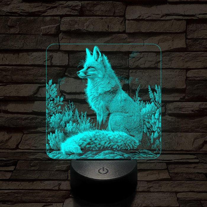 Gyönyörű róka 7 színű valósághű 3D led lámpa