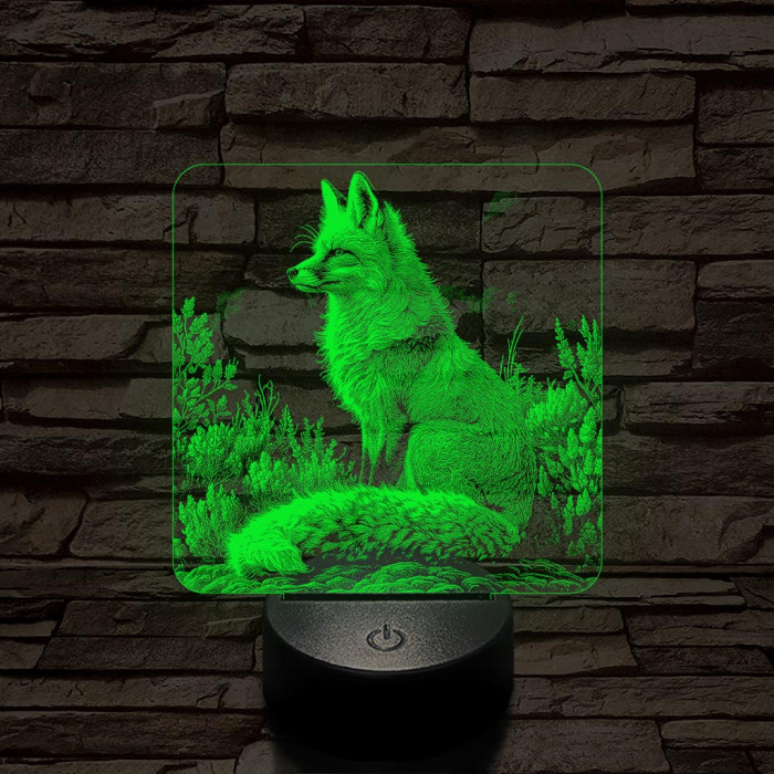 Gyönyörű róka 7 színű valósághű 3D led lámpa