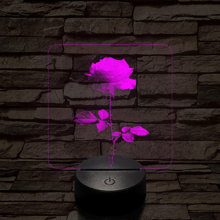Szerelmes rózsa 7 színű valósághű 3D led lámpa