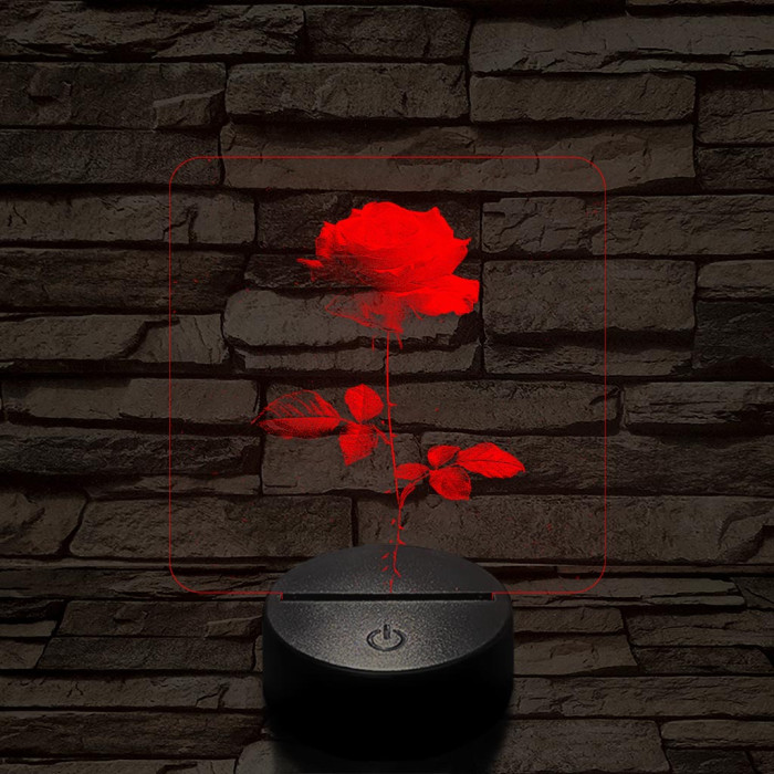 Szerelmes rózsa 7 színű valósághű 3D led lámpa