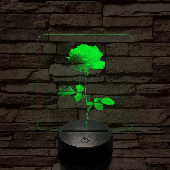 Szerelmes rózsa 7 színű valósághű 3D led lámpa