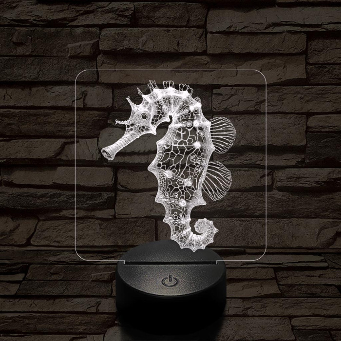 Csikóhal 7 színű valósághű 3D led lámpa