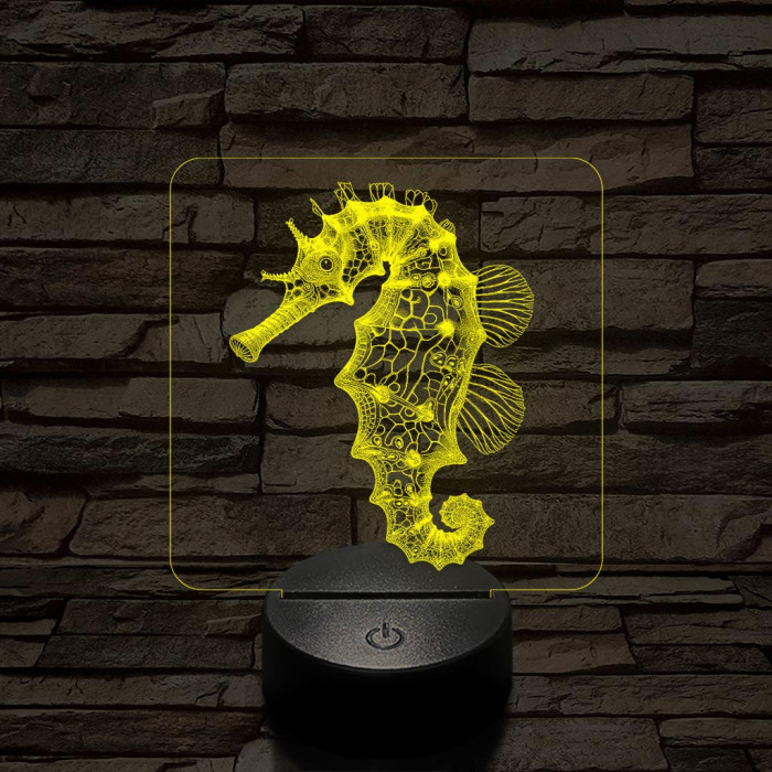 Csikóhal 7 színű valósághű 3D led lámpa