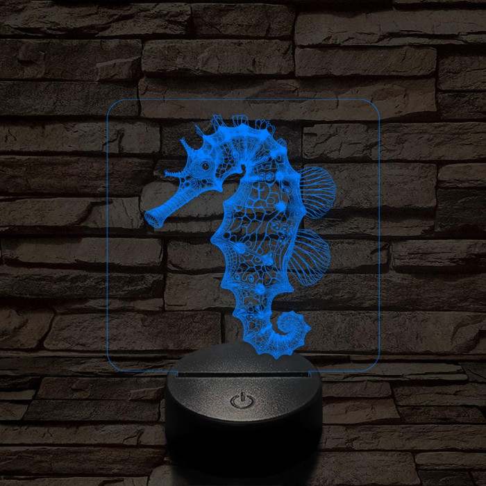 Csikóhal 7 színű valósághű 3D led lámpa