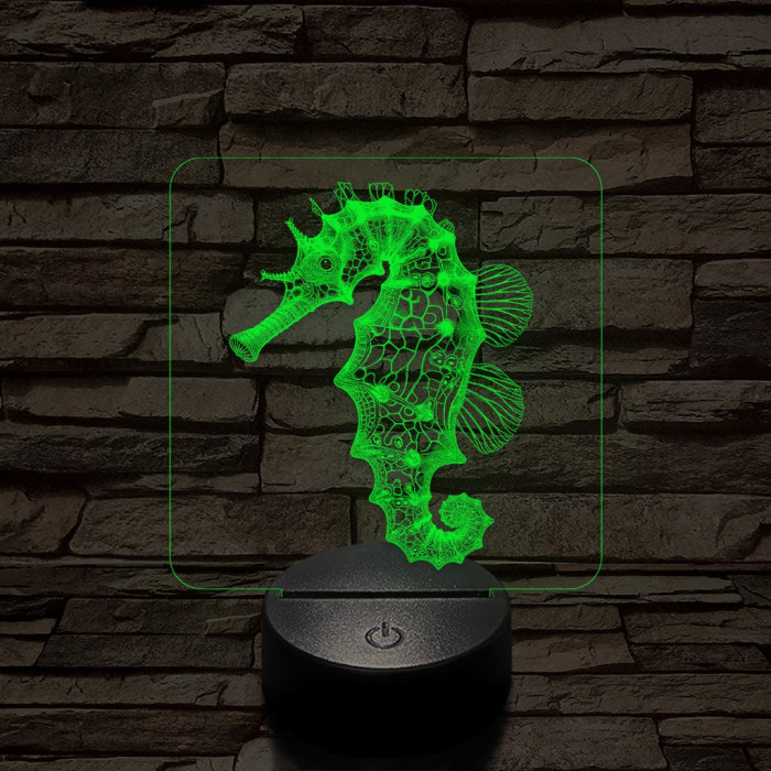 Csikóhal 7 színű valósághű 3D led lámpa