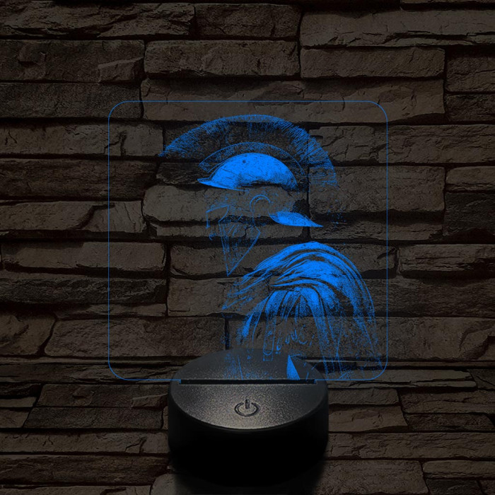Elszánt spártai 7 színű, valósághűen gravírozott 3D led lámpa