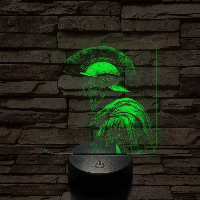 Elszánt spártai 7 színű, valósághűen gravírozott 3D led lámpa