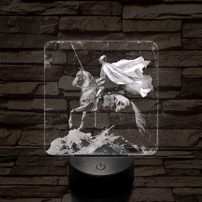 Délceg lovag 7 színű, valósághűen gravírozott 3D led lámpa