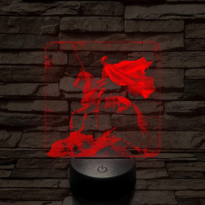 Délceg lovag 7 színű, valósághűen gravírozott 3D led lámpa