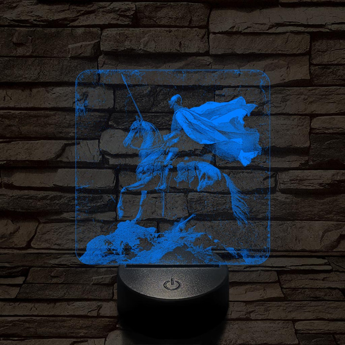 Délceg lovag 7 színű, valósághűen gravírozott 3D led lámpa